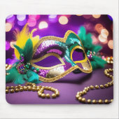 Mardi Gras Maske mit Bokeh Lighting Mousepad (Vorne)
