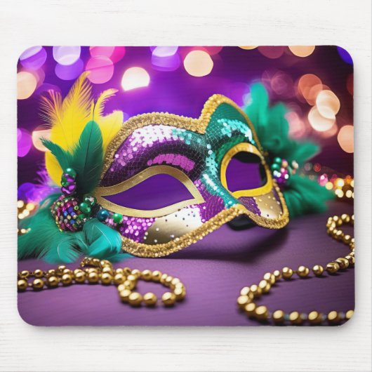 Mardi Gras Maske mit Bokeh Lighting Mousepad (Vorne)