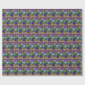 Mardi Gras Maske mit Federn Geschenkpapier (Flach)