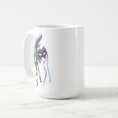 Mardi Gras Maske mit Federn Kaffeetasse (Vorderseite Links)