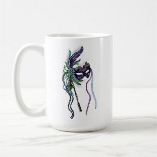 Mardi Gras Maske mit Federn Kaffeetasse