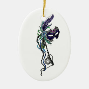 Mardi Gras Maske mit Taschenuhr Keramikornament