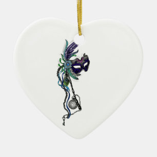 Mardi Gras Maske mit Taschenuhr Keramikornament