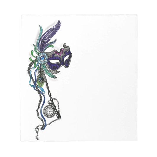 Mardi Gras Maske mit Taschenuhr Notizblock (Vorderseite)