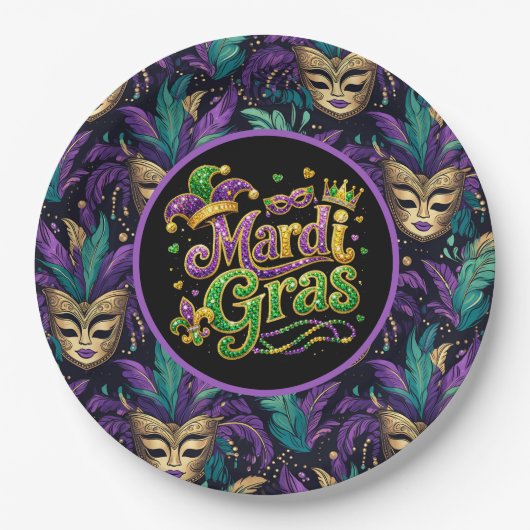 Mardi Gras-Maske Pappteller (Vorderseite)
