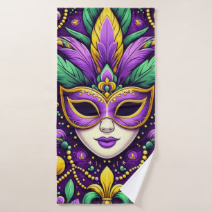Mardi Gras maske/perlen/Lilie Badehandtuch