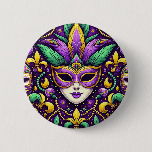 Mardi Gras maske/perlen/Lilie Button