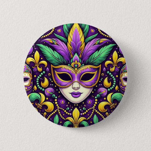 Mardi Gras maske/perlen/Lilie Button (Vorderseite)
