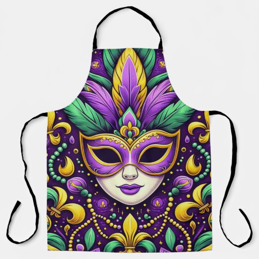 Mardi Gras maske/perlen/Lilie Schürze (Vorderseite)