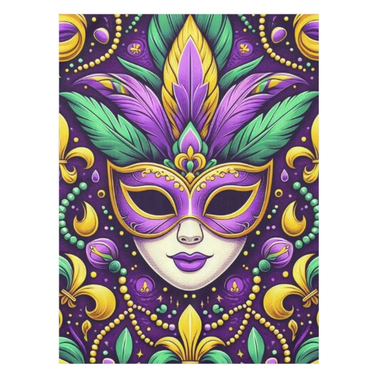 Mardi Gras maske/perlen/Lilie Tischdecke (Vorderseite)