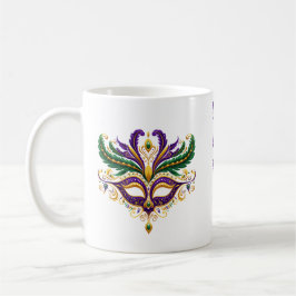 Mardi Gras Maske Tasse, Lila, grün, gelb Kaffeetasse