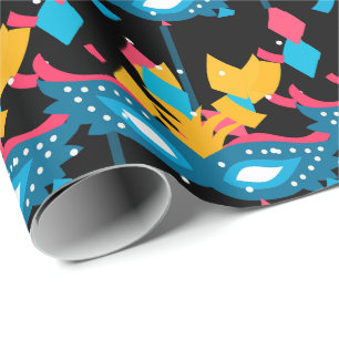 Mardi Gras Maske und Confetti auf schwarz Geschenkpapier