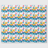 Mardi Gras Maske und Confetti auf Weiß Geschenkpapier (Flach)