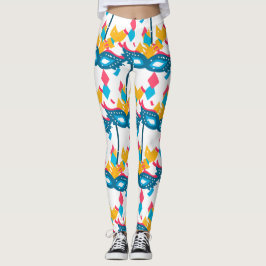 Mardi Gras Maske und Confetti Leggings