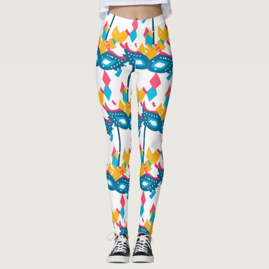 Mardi Gras Maske und Confetti Leggings (Vorderseite)