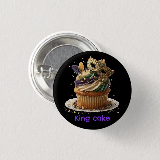 Mardi Gras Masked Cupcake Celebration Button (Vorne & Hinten)