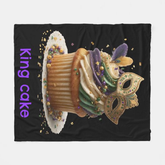 Mardi Gras Masked Cupcake Celebration Fleecedecke (Vorderseite (Horizontal))