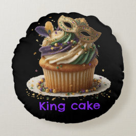 Mardi Gras Masked Cupcake Celebration Rundes Kissen