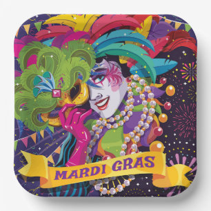 Mardi Gras Masked Poster Pappteller