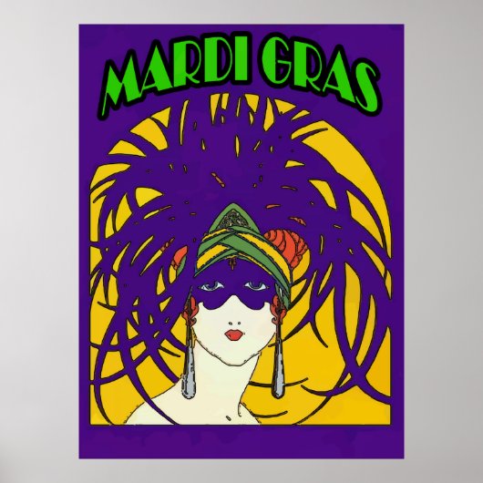 Mardi Gras Masked Woman Poster (Vorne)