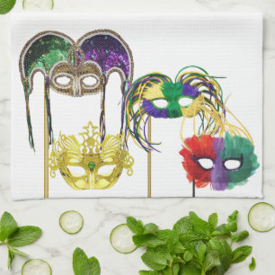 Mardi Gras Masken 1 Geschirrtuch