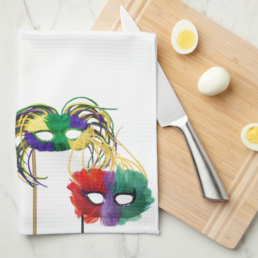 Mardi Gras Masken 1 Geschirrtuch (Viertel Falte)
