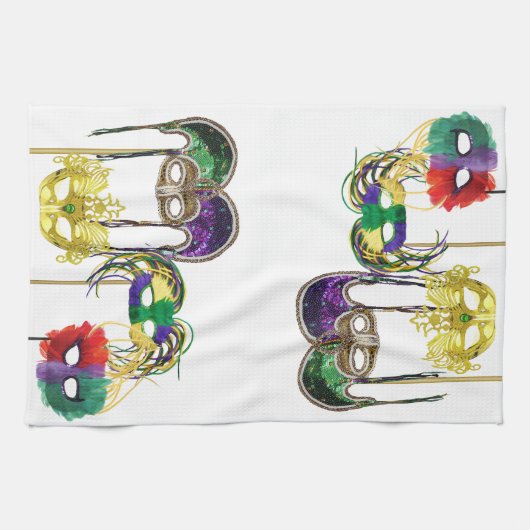 Mardi Gras Masken 1 Geschirrtuch (Horizontal)