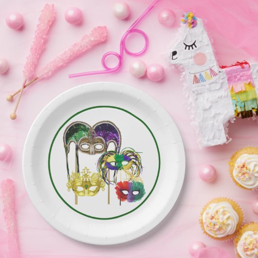 Mardi Gras Masken 1 Pappteller (Party)