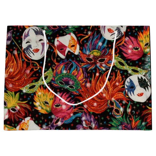 Mardi Gras Masken 2 Große Geschenktüte (Vorderseite)