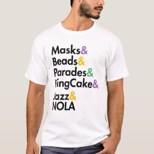 Mardi Gras Masken Beads Jazz Parade King Cake Carn T-Shirt