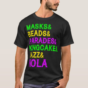 Mardi Gras Masken Beads Jazz Parade King Cake Carn T-Shirt