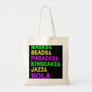 Mardi Gras Masken Beads Jazz Parade King Cake Carn Tragetasche
