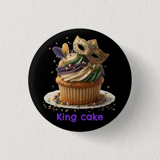 Mardi Gras Masken-Cupcake-Feier Button (Vorderseite)