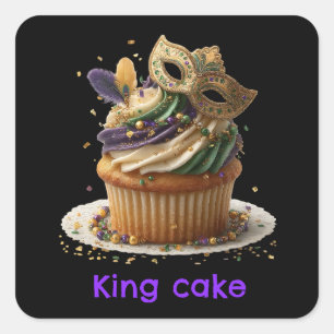Mardi Gras Masken-Cupcake-Feier Quadratischer Aufkleber