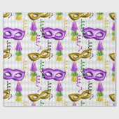 Mardi Gras Masken Green Lila Gold Yellow Geschenkpapier (Flach)