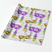 Mardi Gras Masken Green Lila Gold Yellow Geschenkpapier (Ungerollt)