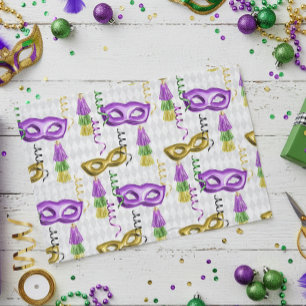 Mardi Gras Masken Green Lila Gold Yellow Seidenpapier