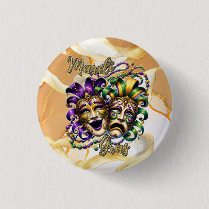 Mardi Gras Masken Lila Grün Gold Party Button