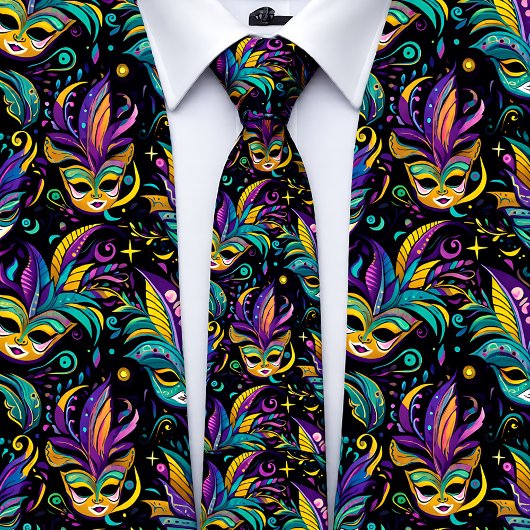 Mardi Gras Masken Muster Krawatte