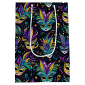 Mardi Gras Masken Muster Mittlere Geschenktüte (Rückseite)