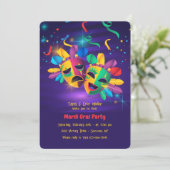 Mardi Gras Masken Party Einladungen (Stehend Vorderseite)