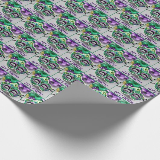 Mardi Gras Masken und Perlen Geschenkpapier (Ecke)