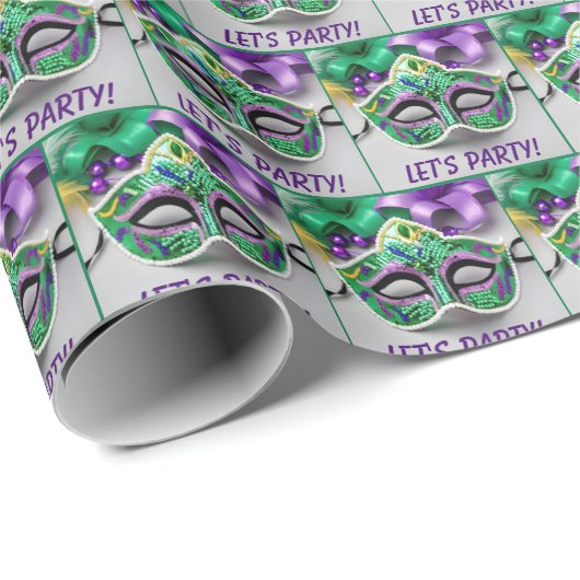 Mardi Gras Masken und Perlen Geschenkpapier (Rolleneckpunkt)