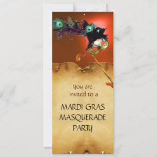 MARDI GRAS MASKENBALL, Gelb Orange Einladung