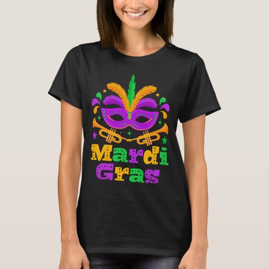 Mardi Gras-Maskenball-Maske Karneval Feier T-Shirt (Vorderseite)