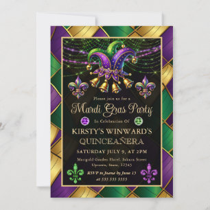 Mardi Gras Maskenball Quinceanera Einladung