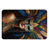 Mardi Gras Maskenfedern Beads Niedlicher Text Magnet (Horizontal)
