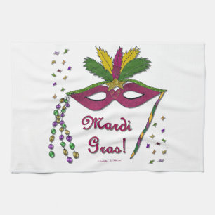 Mardi Gras Maskenfederperlen Geschirrtuch