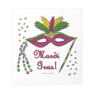 Mardi Gras Maskenfederperlen Notizblock