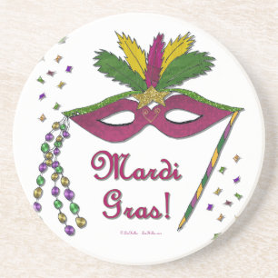 Mardi Gras Maskenfederperlen Untersetzer